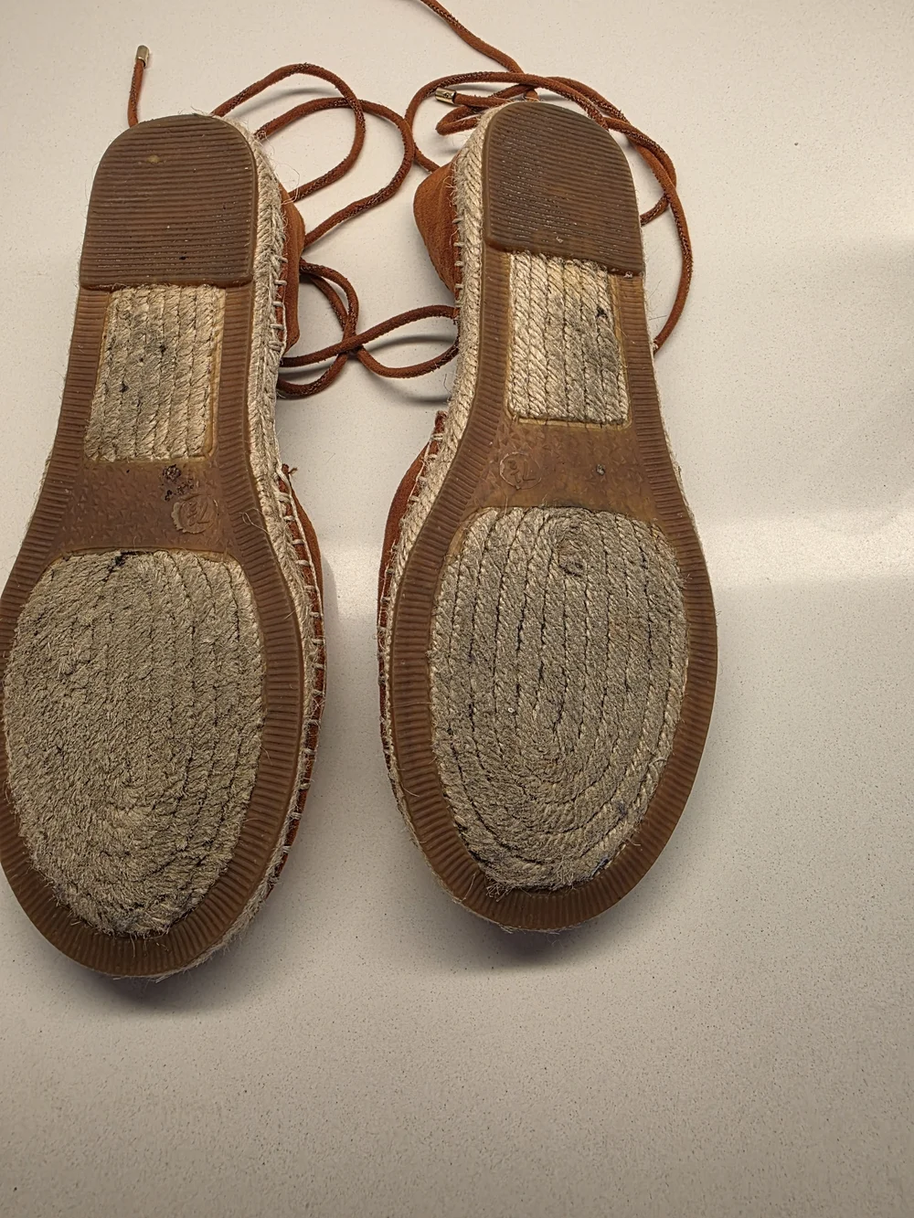 LOFT Tan Suede Espadrille Lace-Up Flats